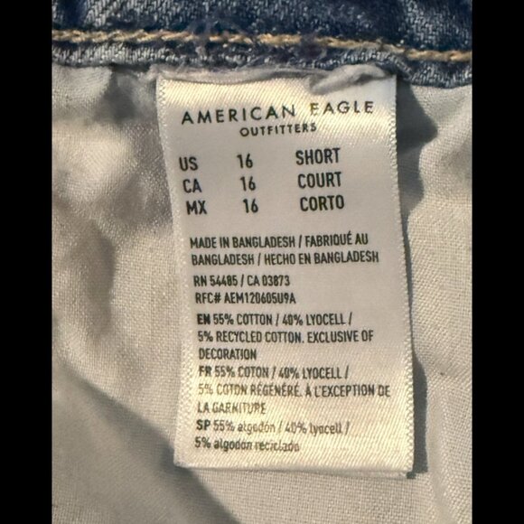 American Eagle Jeans Womens sz.16S Super High Rise Baggy Wide Leg Distressed Hem - Picture 4 of 6